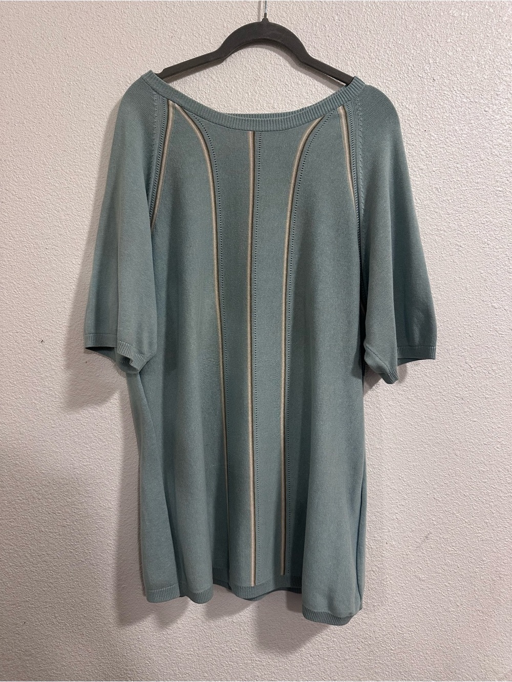 Claiborne Mint Green Knit Top with Cream Stripe